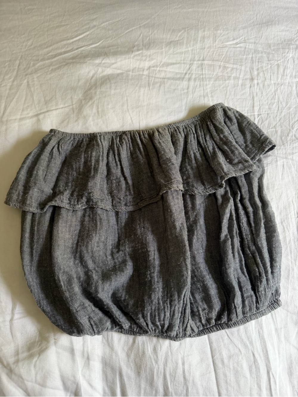 Jen's Pirate Booty Charcoal Gray  Ruffle tube Top
